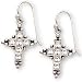 Sterling Silver and Crystal CZ Cross Pierced Earrings
