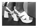 Close-Up Photograph of Feet in a Pair of White Platform Sandals Photographic Print, 16