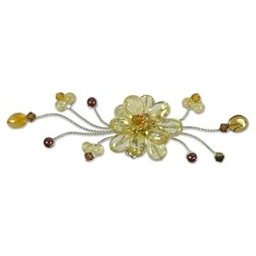 Citrine and garnet brooch, 'Yellow Bouquet' 4 W 1 L by NOVICA