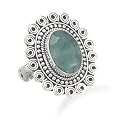 Oval Rough-Cut Emerald Ring. Size 6-9