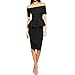 Sue&Joe Women's Off the Shoulder Dress Peplum Short Sleeve Midi Pencil Dresses