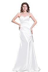 Satin Halter Beaded Lace Cocktail Floor Length Evening Dress/Homecoming Dress/Pageant Dress/Prom Dress/Quinceanera Dress/Party Dress/Wedding Dress 