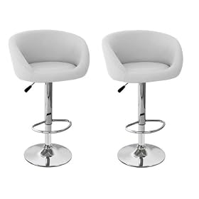 Zuo Leather Adjustable Bar Stool - White (Set of 2) 