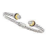 14K and Silver/diamond Bracelet D .10