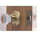 A very affordable Fluted Crystal Glass & Antique Brass Passage Door Knob Sets for Modern Doors+includes Our Original Wood Adapters to install in modern pre-drilled doors or replacement set for older doors.