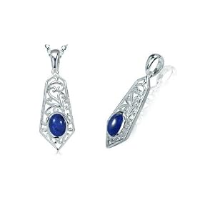 Oval Cut Lapis Lazuli Bead Filigree Pendant Sterling Silver by Lazuli