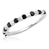 10k White Gold Black Diamond Stack Ring (1/3 cttw)