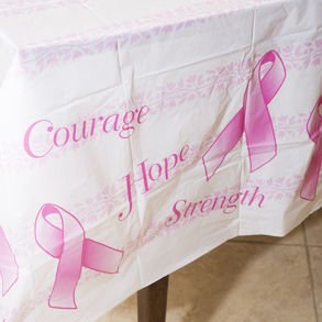 Pink Ribbon Plastic Tablecover