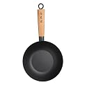 Kitchen Craft Pure Oriental Wok Carbon Steel Non-Stick with Wooden Handle, 25 cm