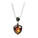 Sterling Silver Honey Amber Charm Pendant, 18