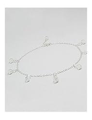 Clear Glass Anklet In 92.5 Sterling Silver