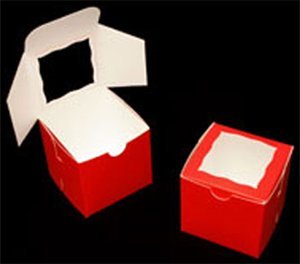 Golda's Kitchen Cake Box - 4 × 4 × 4 - Window - Red