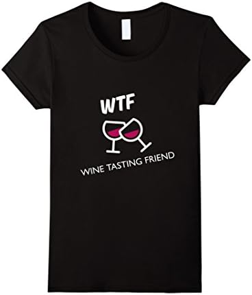 Women's WTF Wine Tasting Friends T-shirt Medium Black