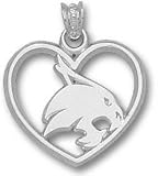 Texas State Bobcats Solid Sterling Silver Supercat Heart Pendant