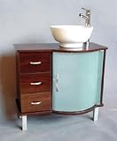 DeRose Designs Coffee Color Laminated Bathroom Vanity Cabinet with Frosted Curved Glass Door