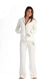 E.vil Velour White Tracksuit Embellished with crystals Bunny Red zip up & bunny yellow pants Size: M