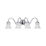 Sea Gull Lighting 40023-05 Darien Four-Light Vanity, Chrome Finish with Etched Opal Glass