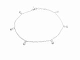 Sterling Silver Polished Anklet with Bezel Set CZ Charms