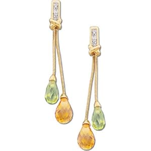 Multicolor Gemstone Tear Drop Diamond Fashion Earrings