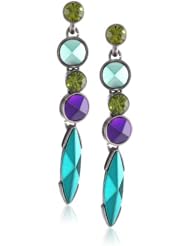 Kensie "Watch the Stars" Hematite-Plated Stone Linear Drop Earrings