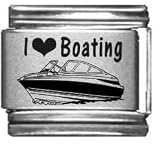 Clearly Charming I Heart Boating Laser Italian Charm