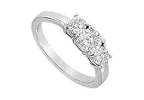 Three Stone Diamond Engagement Ring : 18K White Gold - 1.00 CT Diamonds