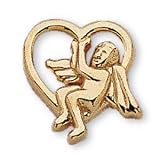 The Perfect 14K Yellow Gold Heart and Angel Pin - Small