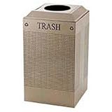 IMAGE OF Perforated Steel Recycle Container With Trash Opening - 29 Gallon Pearl