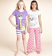 2 Pack Older Girls Pure Cotton Assorted Pyjamas