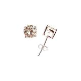 Rose Gold over Sterling Silver 6.5mm Champagne CZ Basket Set Earring