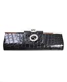 31GNNosWWjL. SL160  BG Long Faux Crocodile Multi color Evening Bag , Black