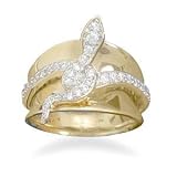 Snake Wrap 3-D Animal Ring 14K Gold Over Sterling Silver CZ