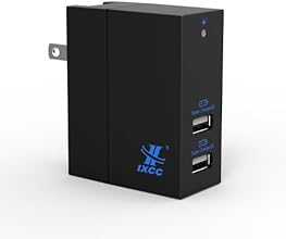 iXCC&reg; Dual USB 4.2 Amp (20 Watt) SMART High Capacity [High Power] AC Travel Wall Charger - ChargeWise (tm) Technology [High Speed] FAST Charging for Apple iPhone 6 6 plus 5s 5c 5; ipad air; iPad Air mini (Retina Display); iPad 4; ipad2; Samsung Galaxy S5 S4 S3; Note 2 and Note 3; the new HTC One (M8); Google Nexus and More [Black]