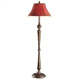 Living Well 5045VB Valencia Bronze Floor Lamp with Red Fabric Shade
