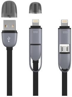 2 in 1 Cable, 3.3ft Lightning & Micro USB Charging Cord for Iphone 6 6 Plus 5 5s 5c, Ipad Air, Sumsung, HTC, and Other Android Phones Tablet (Black)