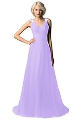 A-line V-neck Floor Length Tulle  Backless Beaded Lace  Fall 2015 Evening Dress/Prom Dress/Wedding Dress  with a Brush/Sweep Train  With Rhinestones and Pearls