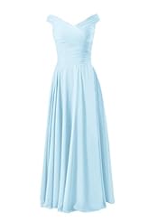 Off the Shoulder Full Length Lace-Up Chiffon Evening Dress/Bridesmaid Dress/Party Dress 