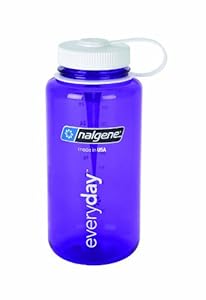 Nalgene Tritan Wide Mouth BPA-Free Water Bottle, 1-Quart, Purple with White Lid