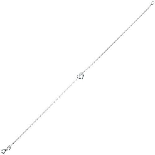 Sterling Silver Slip On Heart Ankle Bracelet