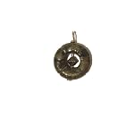 Pyrite Pendant 02 Stone Carved Donut Circle Silver Fools Gold Natural 1.2