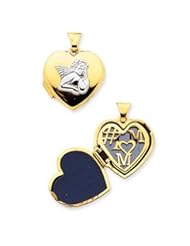 Genuine IceCarats Designer Jewelry Gift 14K With Rhodium Cherub 18Mm Heart Locket