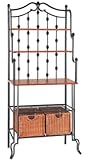 Saint Pierre Bakers Rack with Rattan Storage Baskets