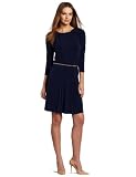Donna Morgan Women's Stitched Down Pleat Front Dress, Navy, 4
