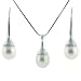 Pearl Necklace Earring Set Teardrop Style White Freshwater Gift Set Bucasi SALE