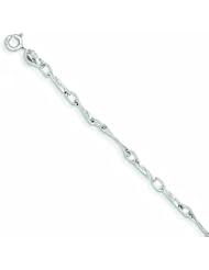 14K White Gold Polished Fancy Link Bracelet 7.5 Inches