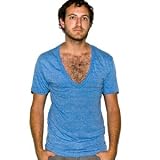 American Apparel - Tri-Blend Short Sleeve Deep V-Neck, Athletic Blue, S