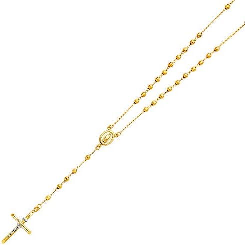 14k Yellow Gold 4mm Rosary Necklace - 26"