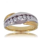 14K Yellow White Gold Mens Wedding Band .50cttw Diamond