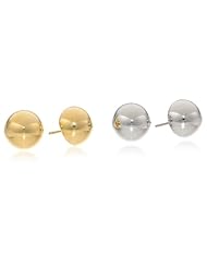 Stainless Steel with High Polished Plated Set of Two Half Balled Stud Earrings