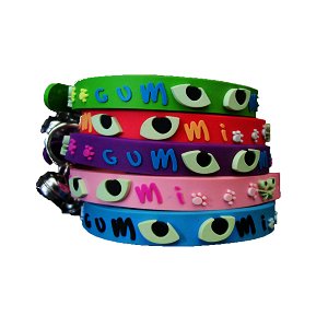 Designer's Glow-in-the-Dark 3-D Embossed Snag-Proof Safety Small Breed Dog/Cat Collar - Eyes - Precious Pink/8